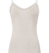 Woolen Lace Lace Trim Wool And Silk Camisole | Misty White 70827-2123